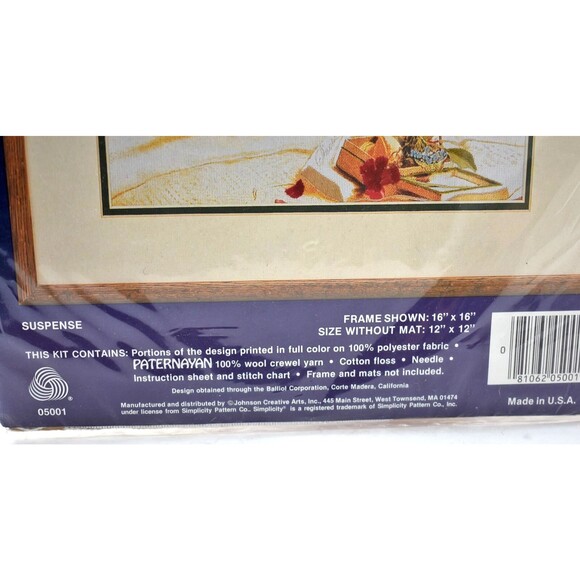 Simplicity Stitchery Suspense Praying Girl Dog Kitten Crewel Embroidery Kit - Picture 3 of 4